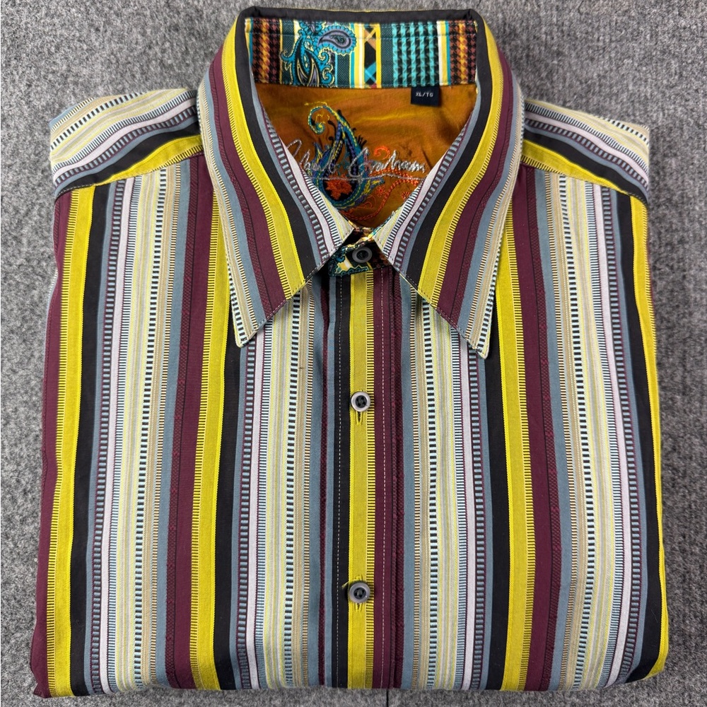 Robert Graham Mens 100% Cotton L/S Flip Cuff Button Up Shirt Size XL Multicolor